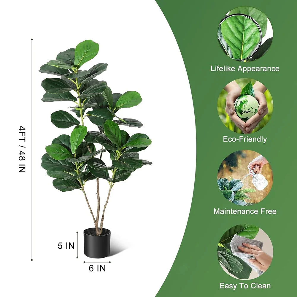 HiMISS Fiddle Leaf Fig Artificial Tree With Pot Home Decor
