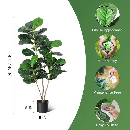 HiMISS Fiddle Leaf Fig Artificial Tree With Pot Home Decor