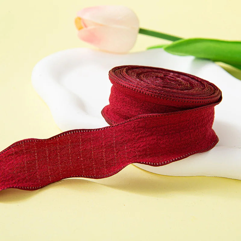 Pleated Chiffon Ribbon With Fishtail Edges For Gift Wrapping