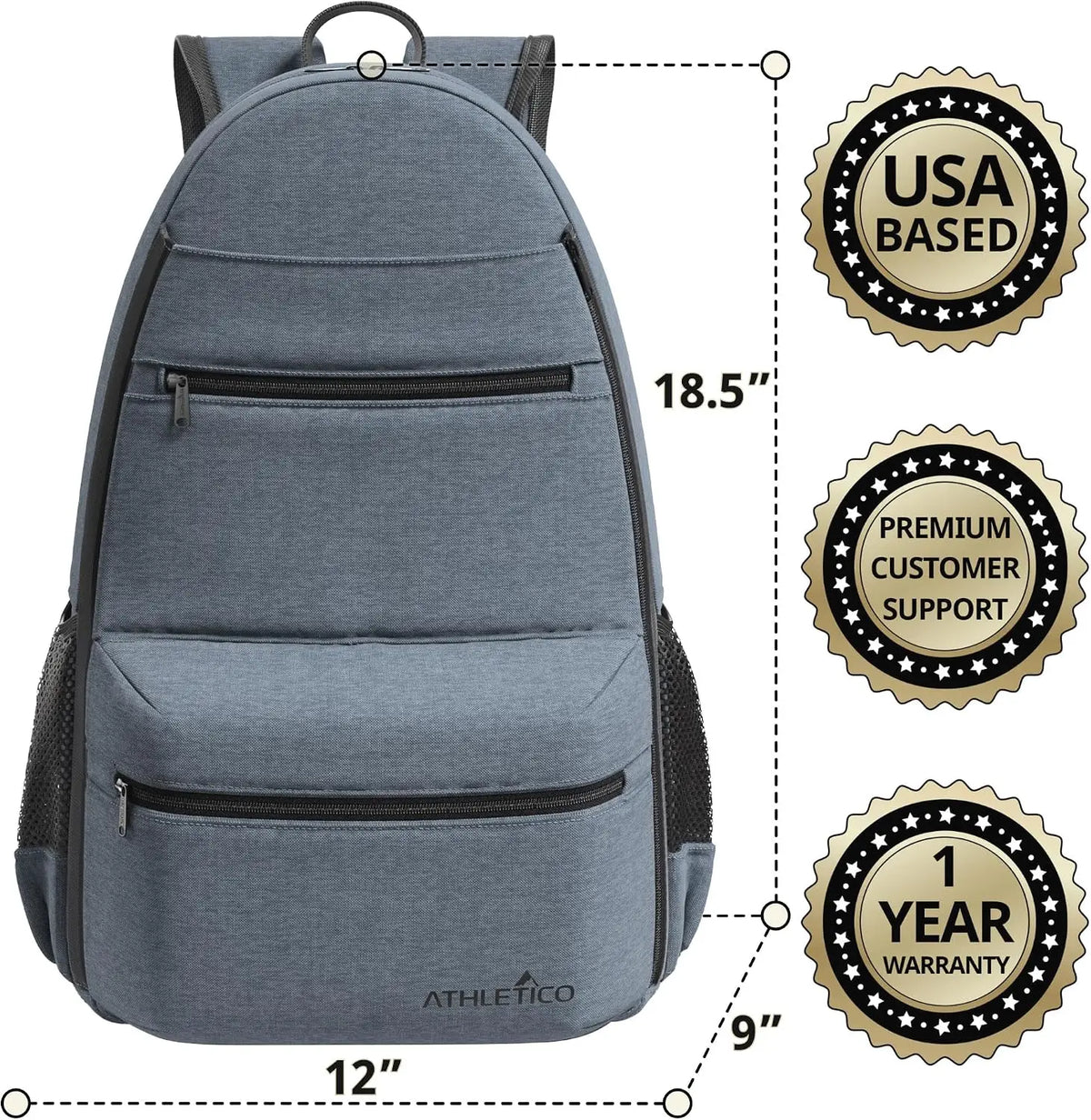 Tennis Racket Bag for Two Rackets, Padded Backpack With Shoe Compartment