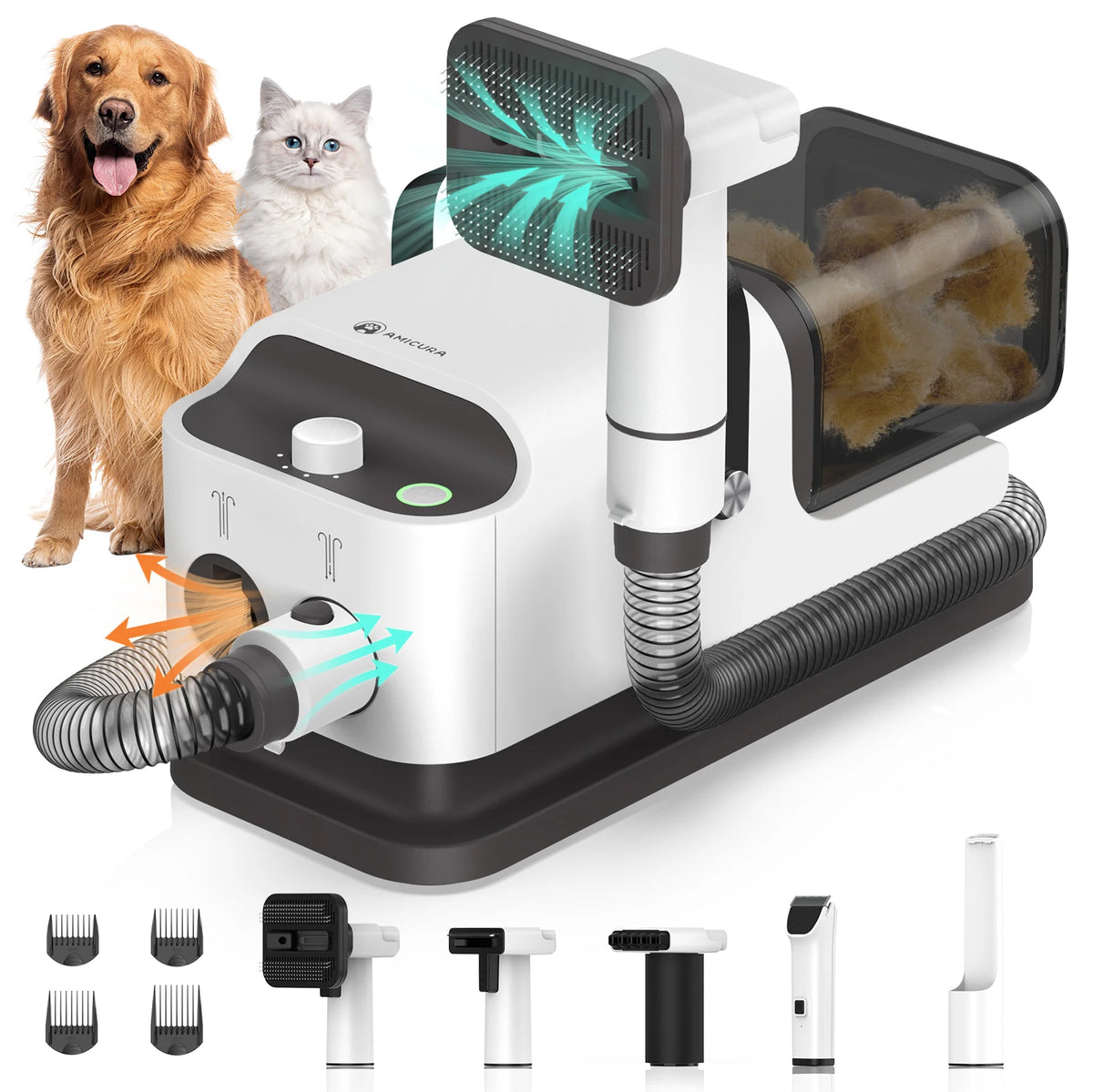 Three In One Pet Grooming Vacuum Hair Dryer And Trimmer