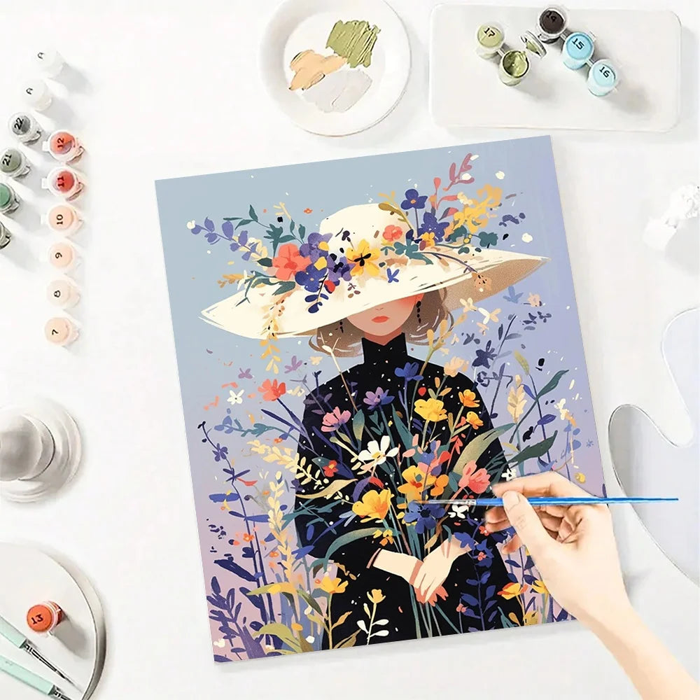 Flower Woman Paint By Numbers Kit For Adults On Canvas