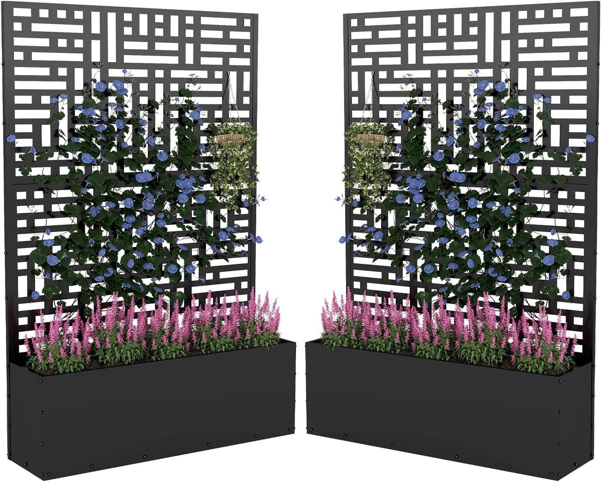 Metal Planter Box Trellis Raised Garden Bed For Climbing Plants