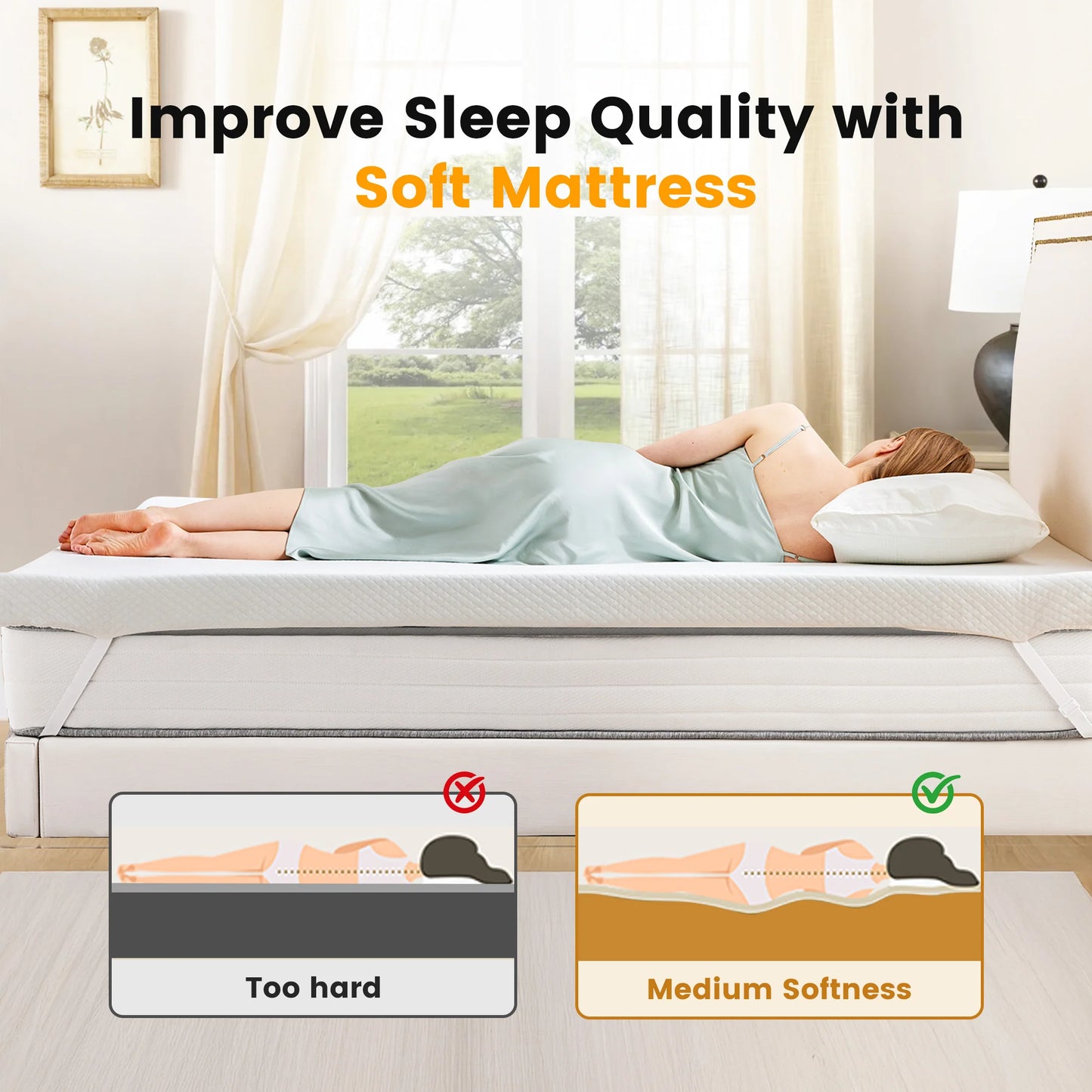 MCQ Gel Infused Memory Foam Mattress Topper With Removable Cover