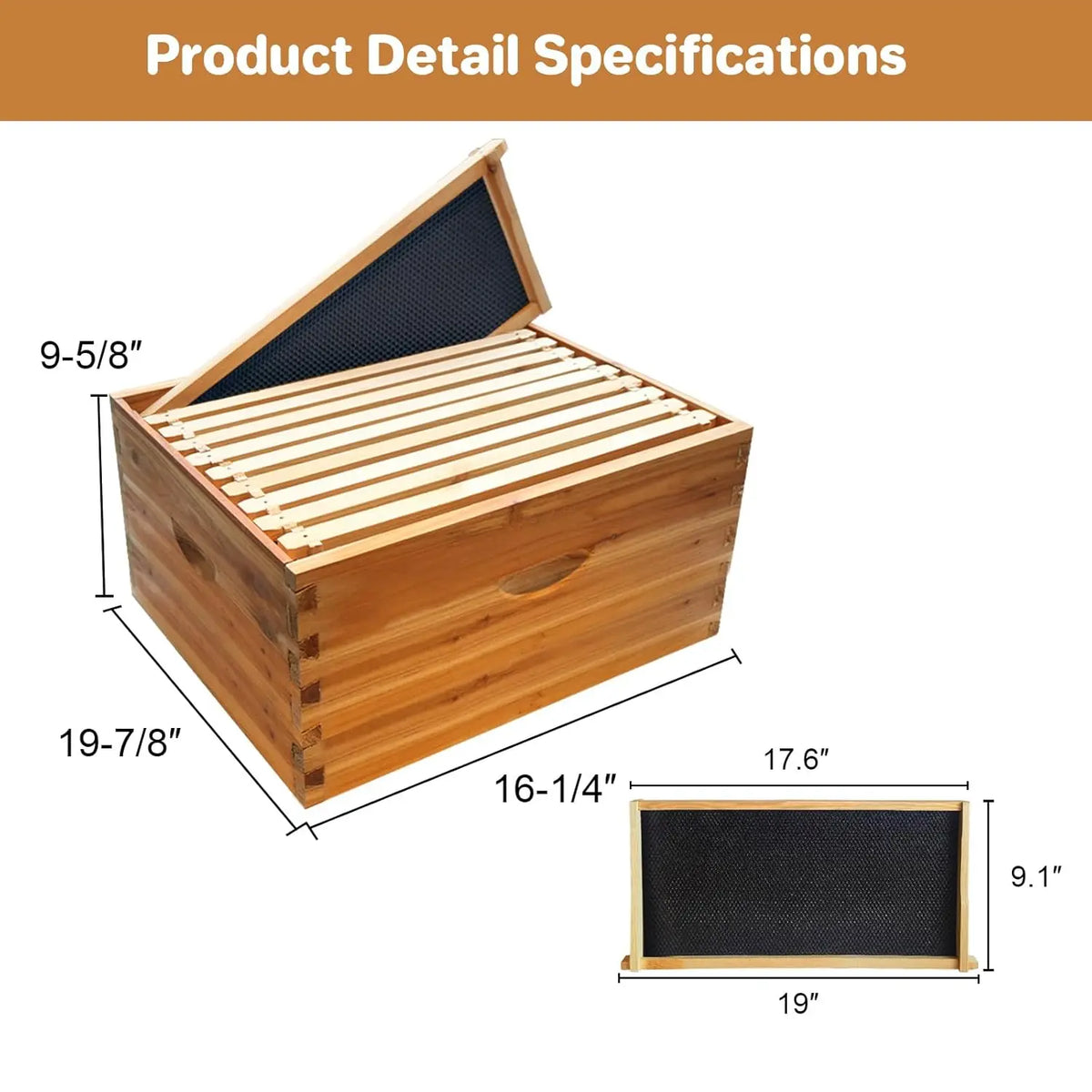 TWISTER.CK 10 Frame Deep Brood Beehive Box With Beeswax Frames