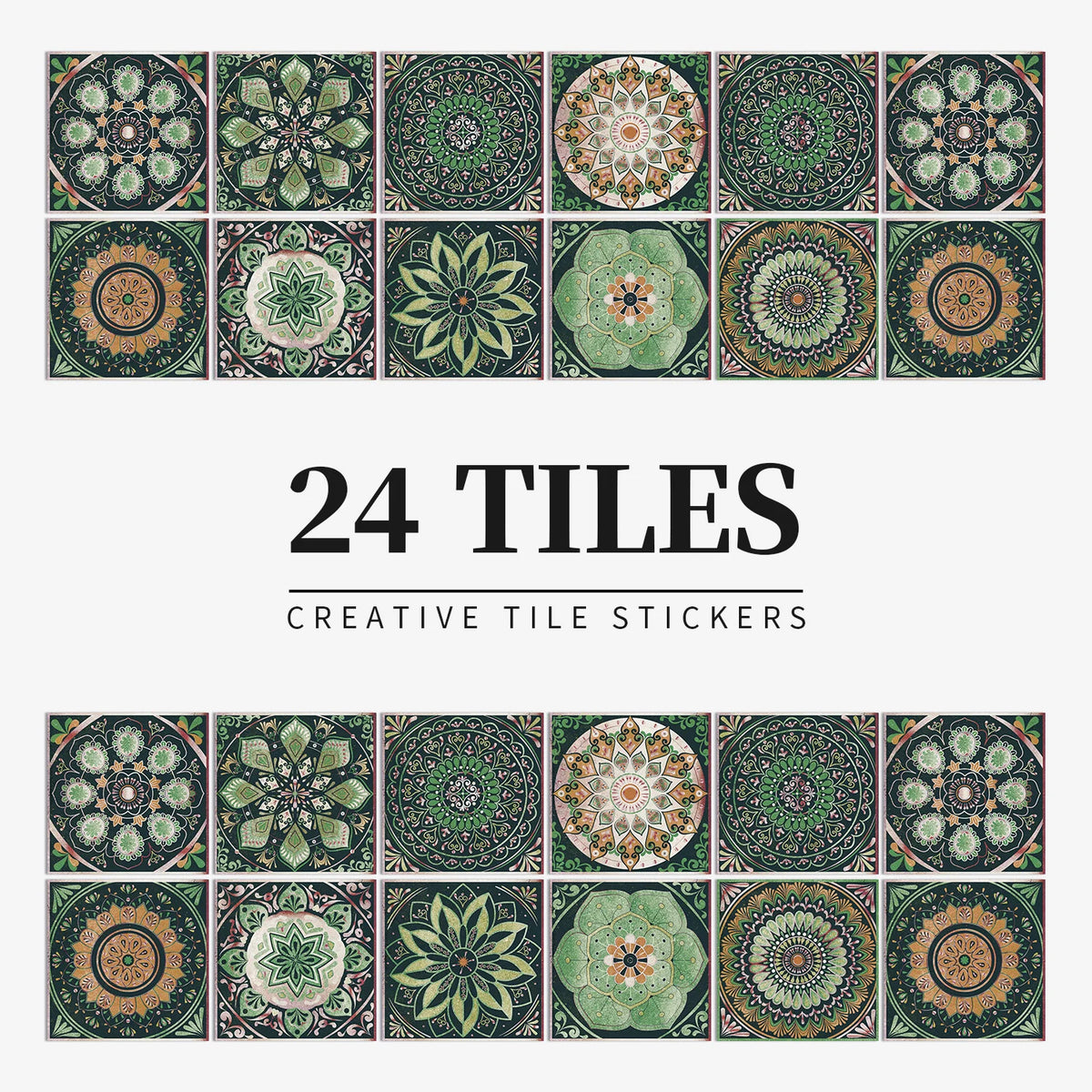 24 Piece Tile Sticker Set Waterproof Self Adhesive Wall Decals