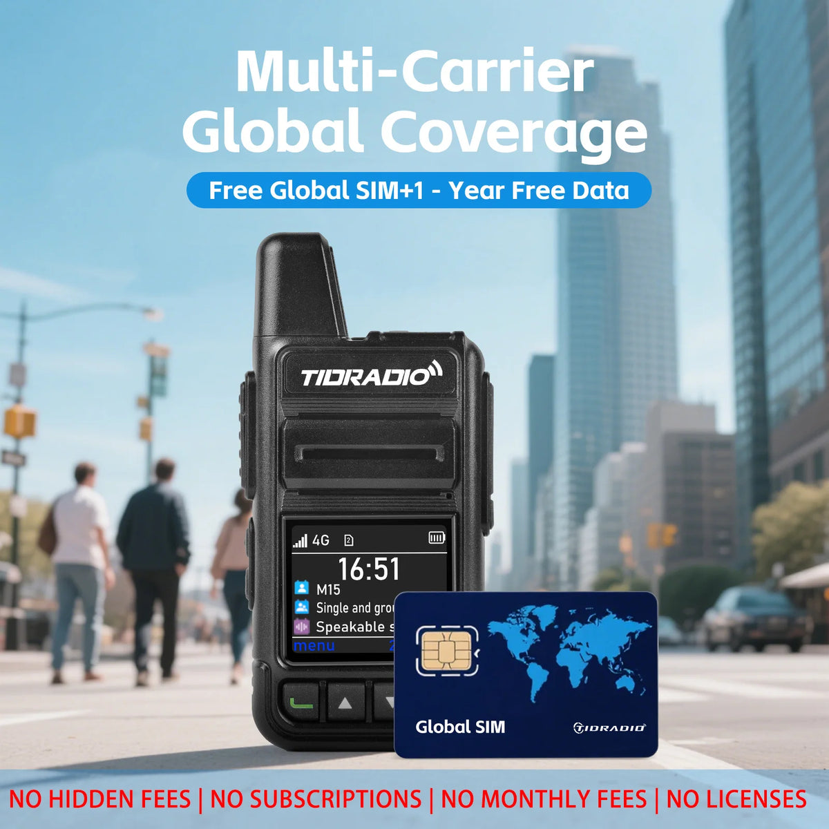 TIDRADIO M15 Long Range Walkie Talkie POC Radio App