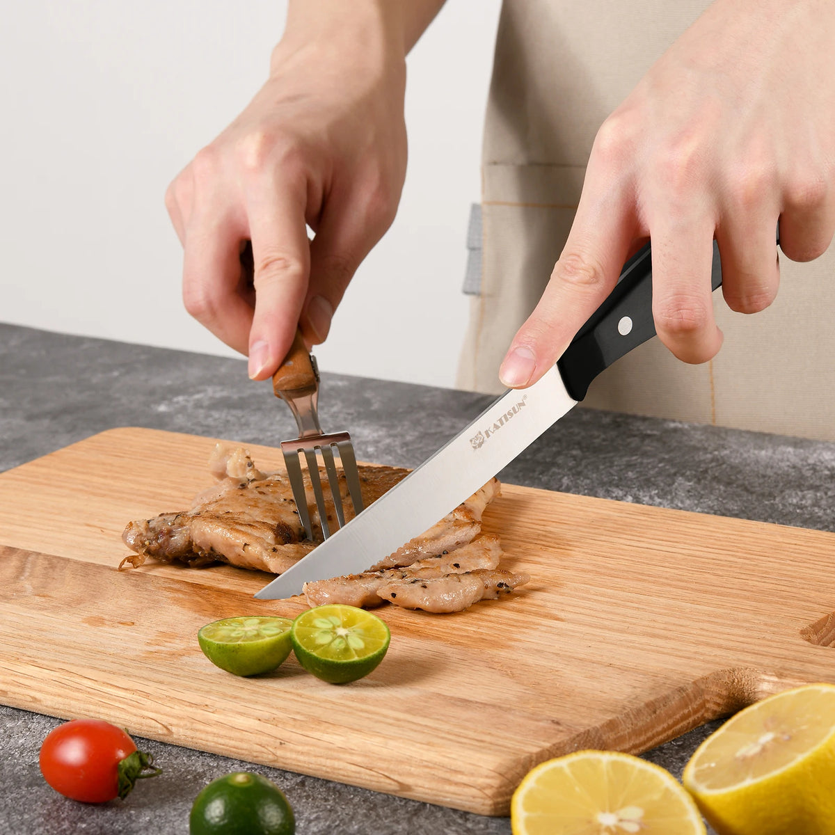 8 Piece Serrated Steak Knife Set Triple Rivet POM Handles