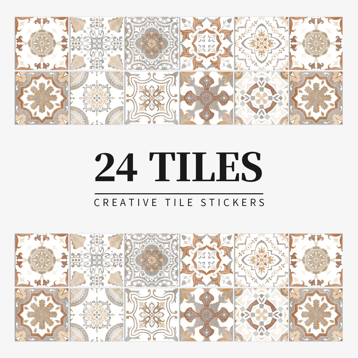 24 Piece Tile Sticker Set Waterproof Self Adhesive Wall Decals