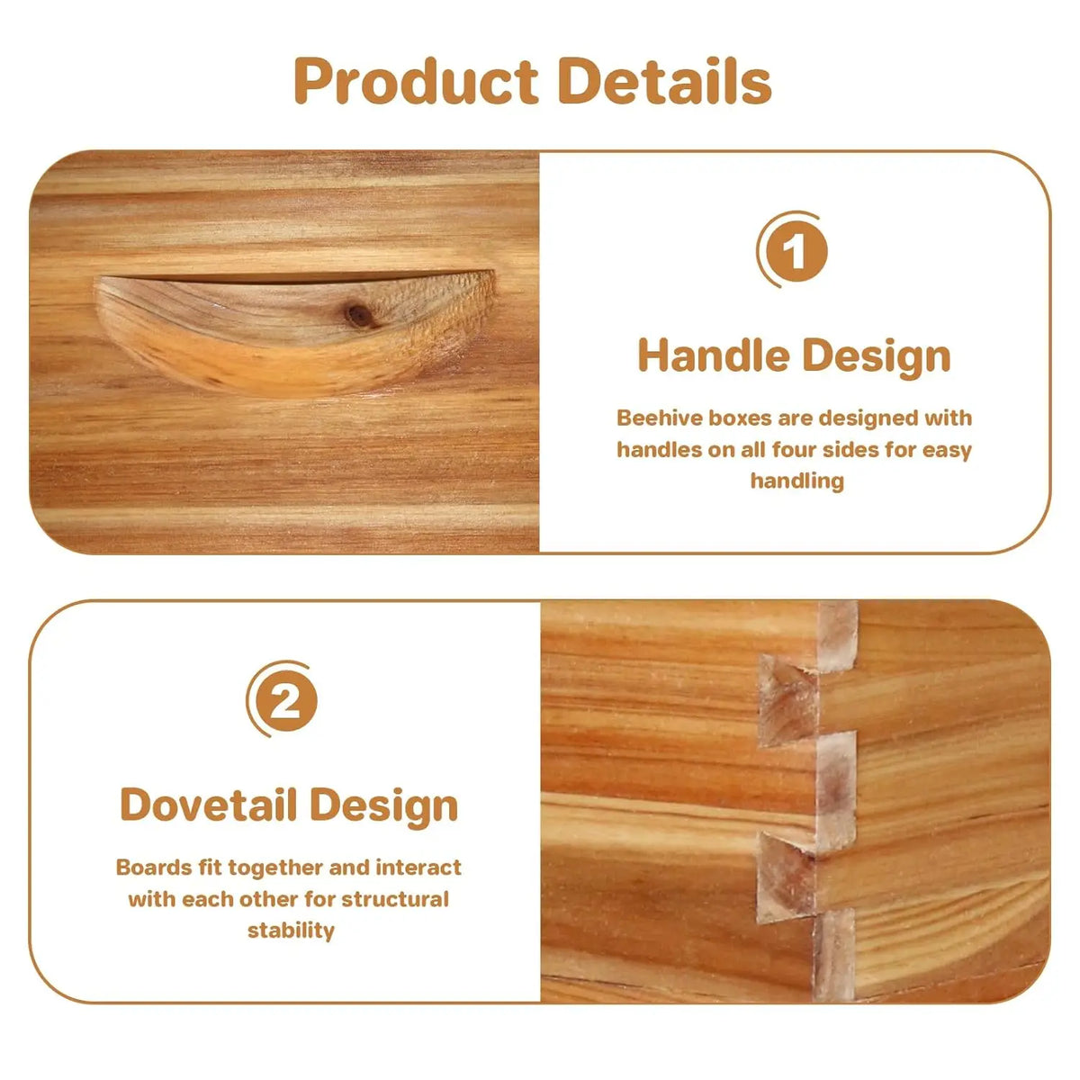 TWISTER.CK 10 Frame Deep Brood Beehive Box With Beeswax Frames