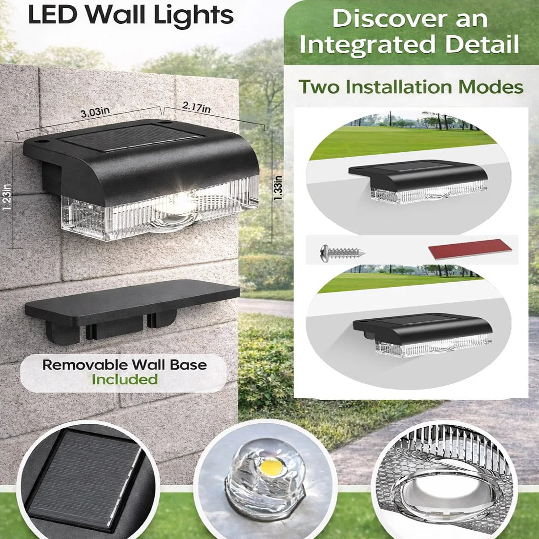 Outdoor Solar Fence Lights LED Step Pathway Deck Garden