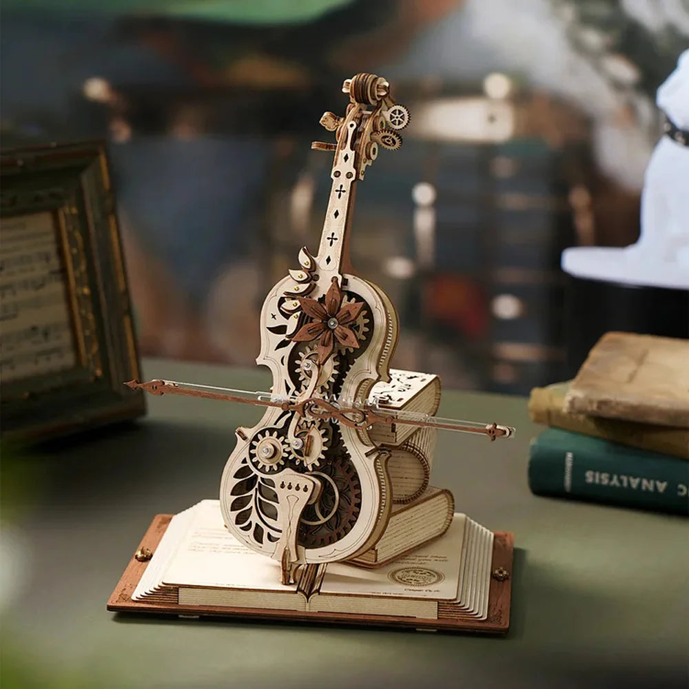 Robotime 3D Wooden Puzzle Cello Mechanical Music Toy AMK63