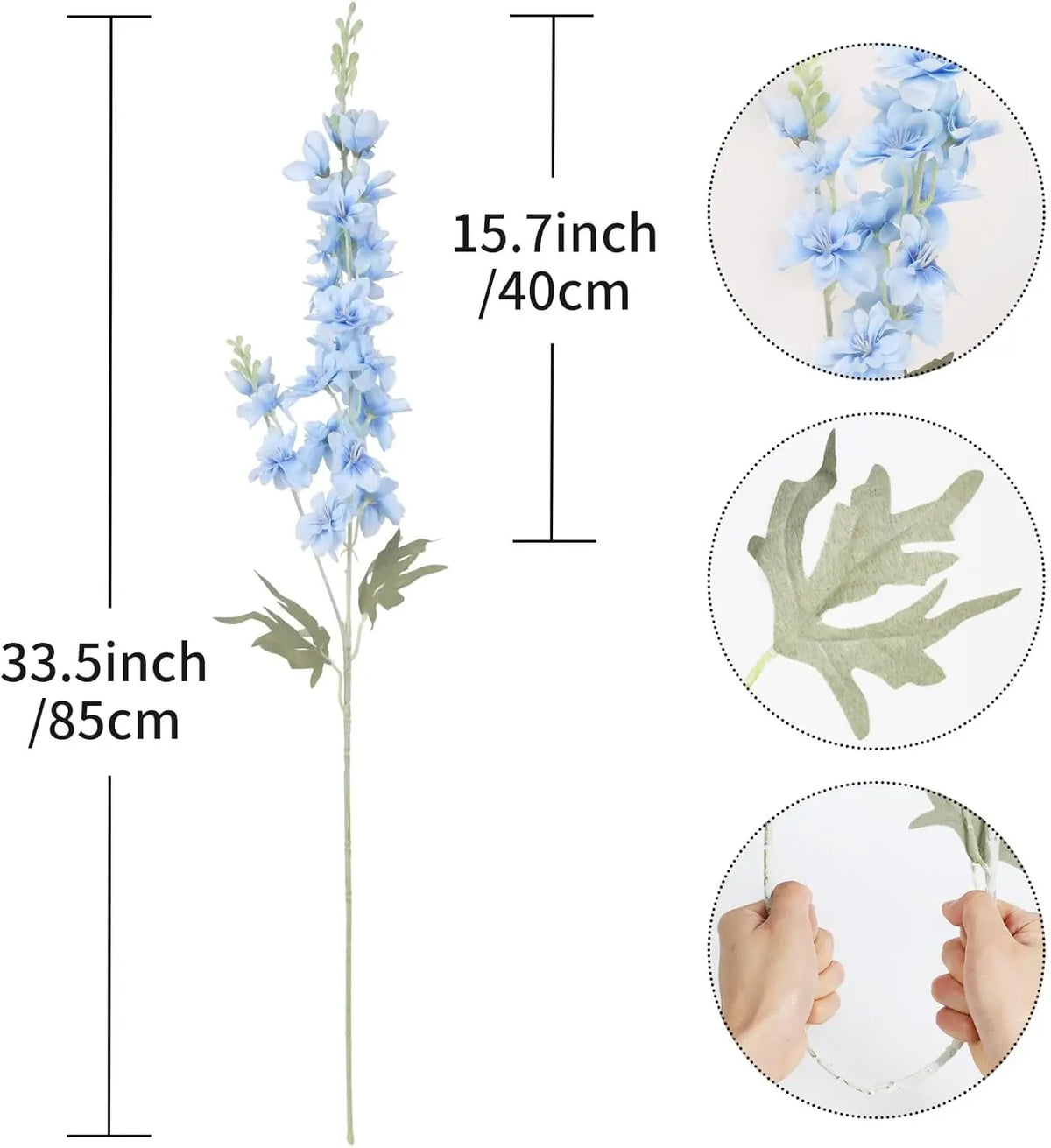 Delphinium Larkspur Artificial Flowers 8 Pack Bulk Tall Vase