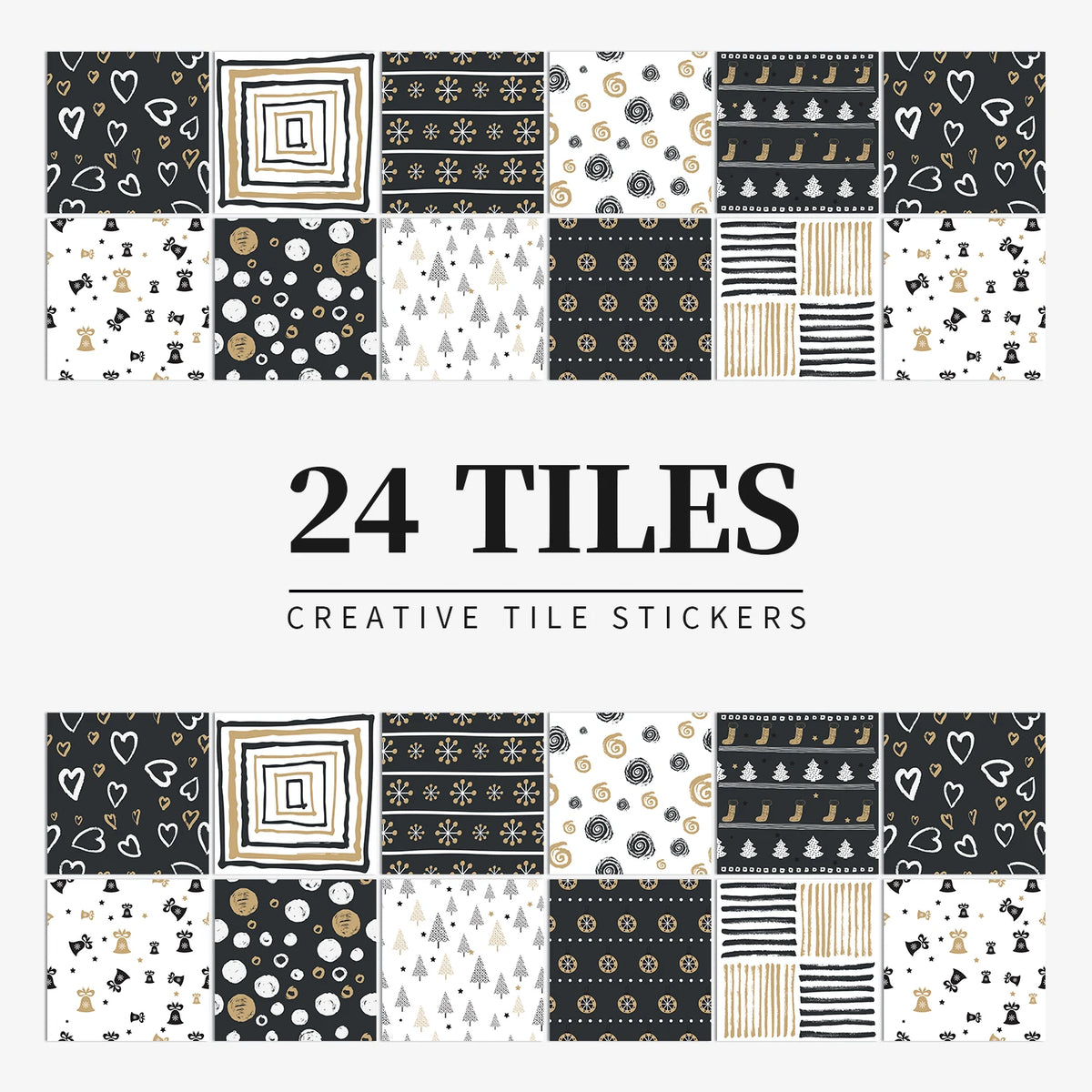 24 Piece Tile Sticker Set Waterproof Self Adhesive Wall Decals