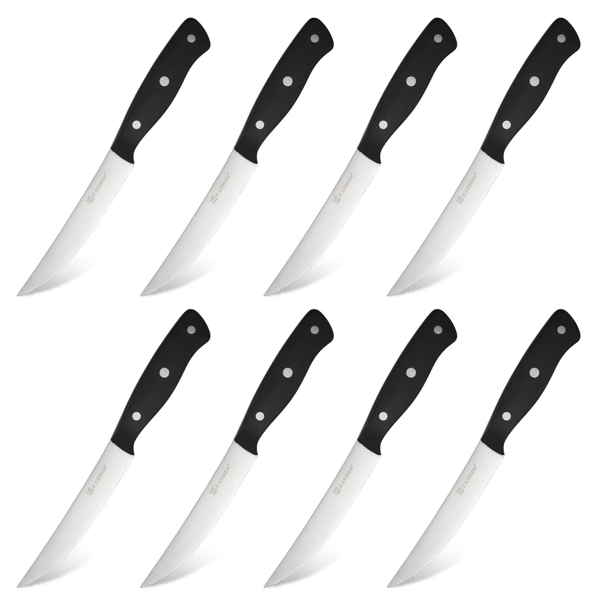 8 Piece Serrated Steak Knife Set Triple Rivet POM Handles