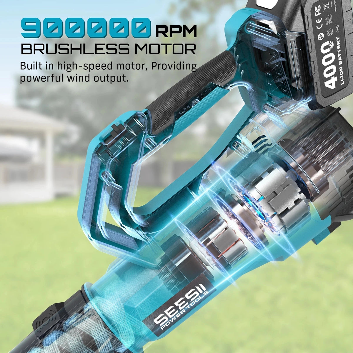 SeeSii 900000RPM Brushless Turbo Leaf Blower 780CFM For Makita 18V