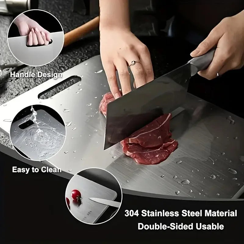 Stainless Steel Chopping Board Antibacterial Double Sided Kitchen Board