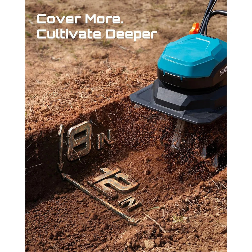 SeeSii 40V Cordless Tiller Cultivator Garden With Batteries And Charger