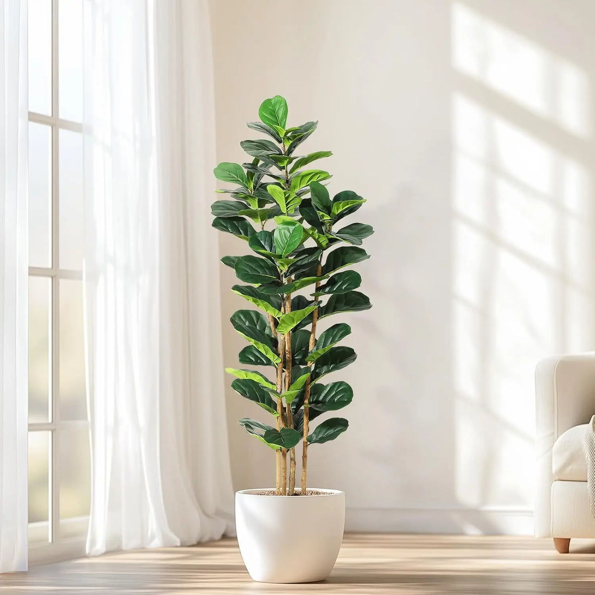 HiMISS Fiddle Leaf Fig Tree With Pot Artificial Floor Plant For Home
