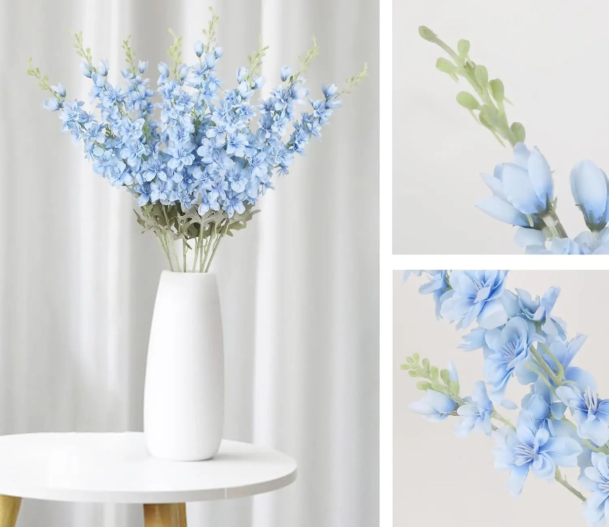 Delphinium Larkspur Artificial Flowers 8 Pack Bulk Tall Vase