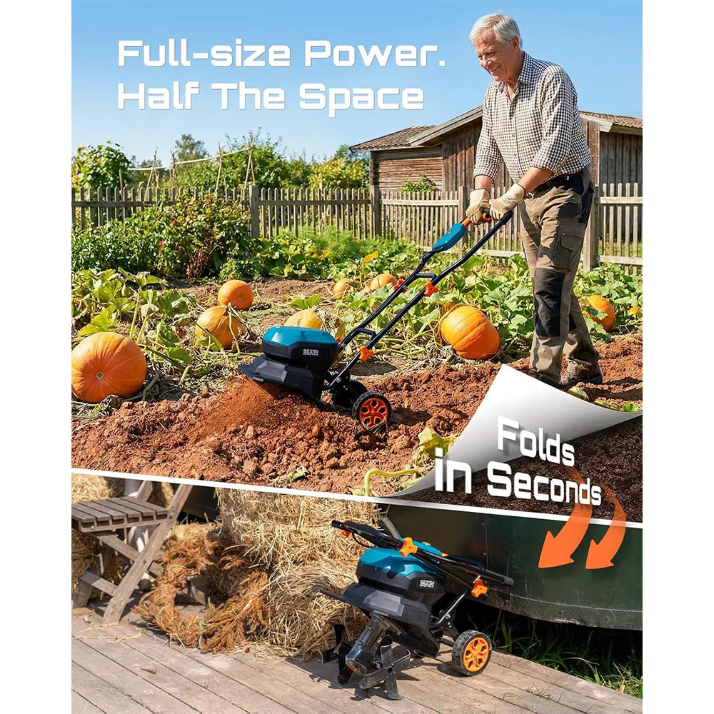 SeeSii 40V Cordless Tiller Cultivator Garden With Batteries And Charger