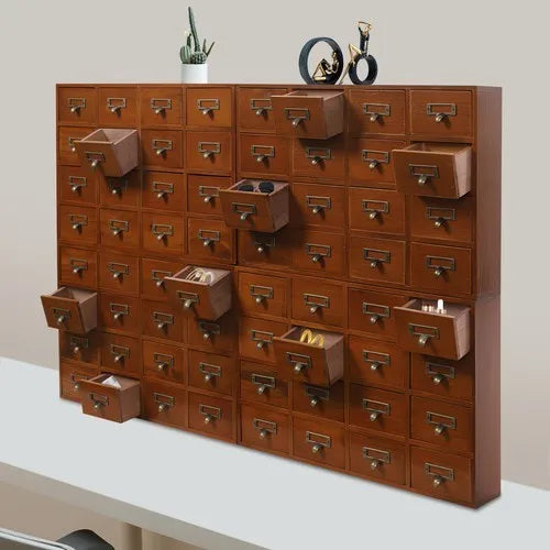 Bymaocar 64 Drawer Pine Wood Tabletop Organizer Cabinet