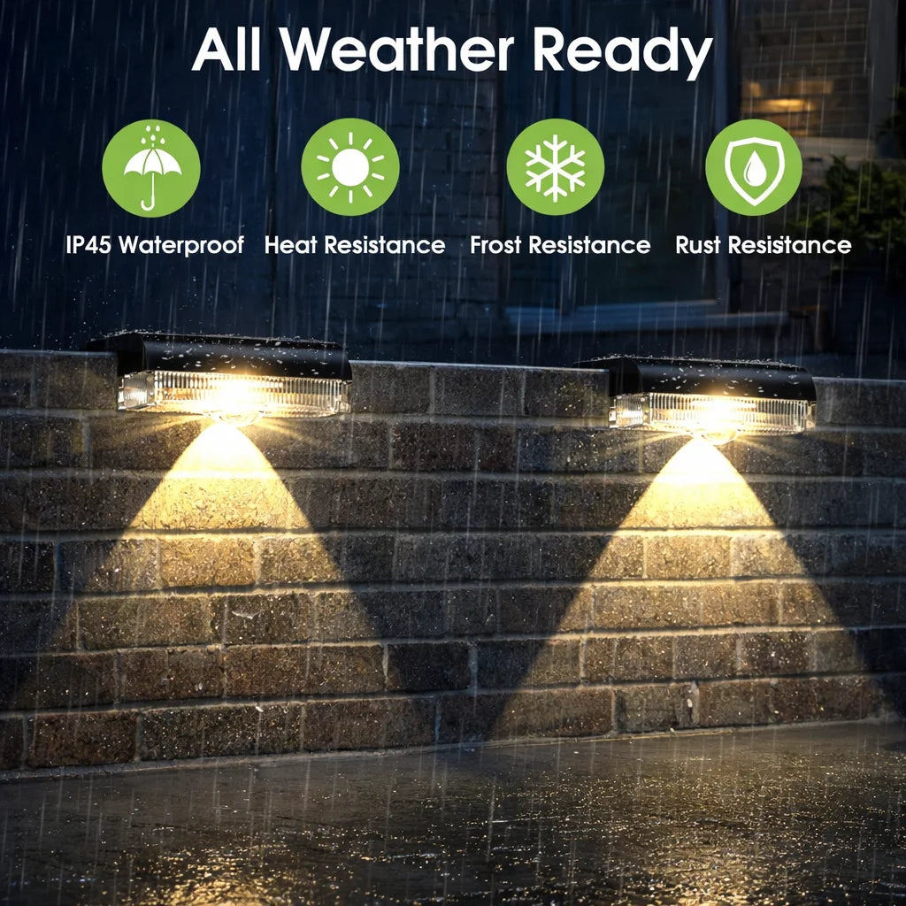 Outdoor Solar Fence Lights LED Step Pathway Deck Garden