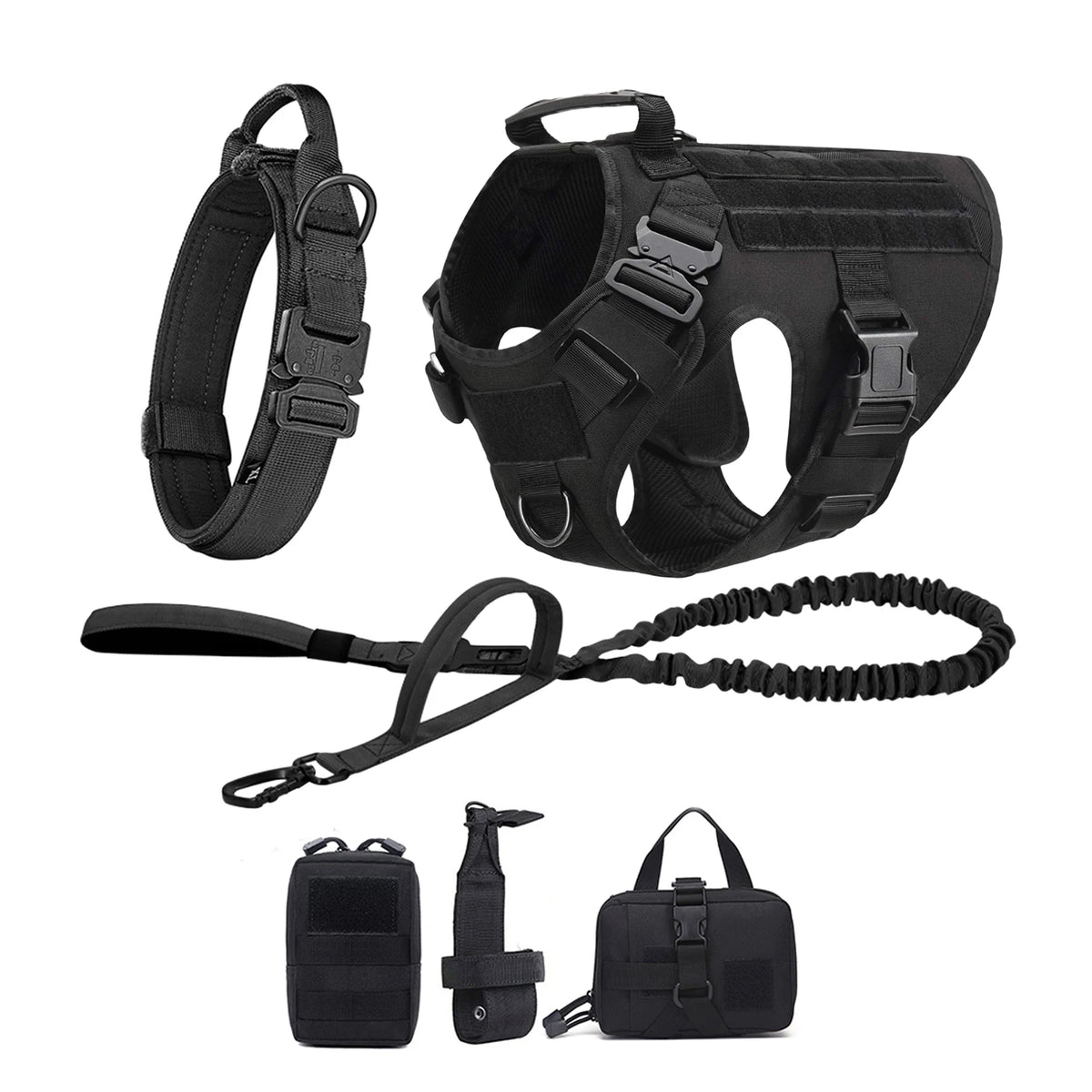 Tactical Dog Harness With Molle Pouches For Large Dogs