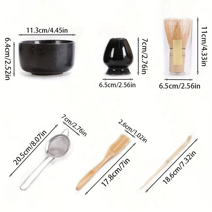 Japanese Style Matcha Bowl Set With Spoon Whisk And Sieve