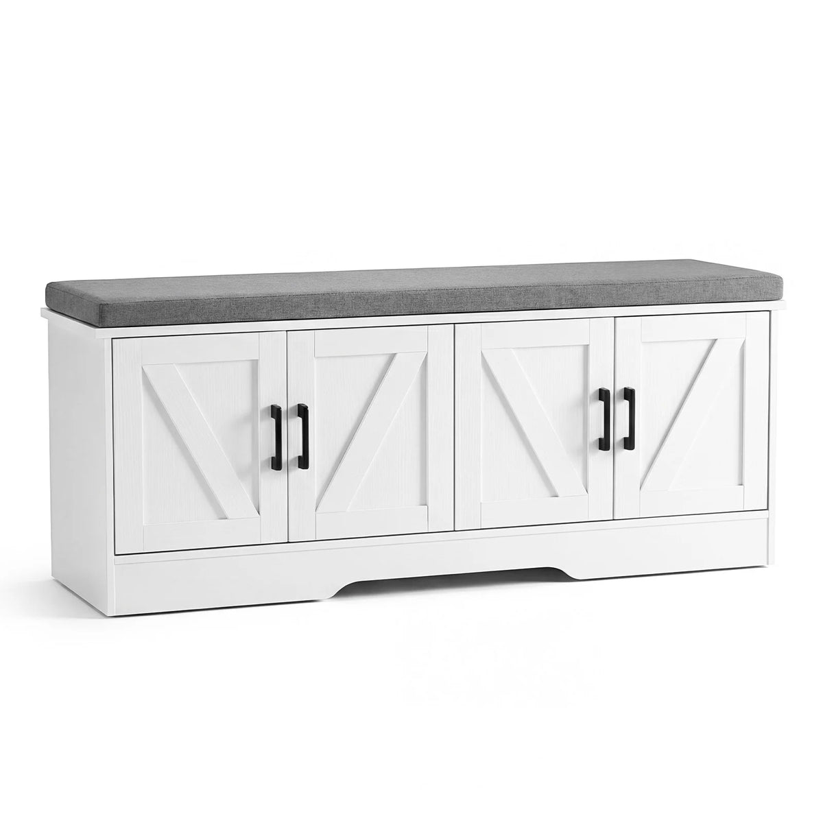 JHK Storage Bench Shoe Organizer Cabinet With Padded Seat Cushion