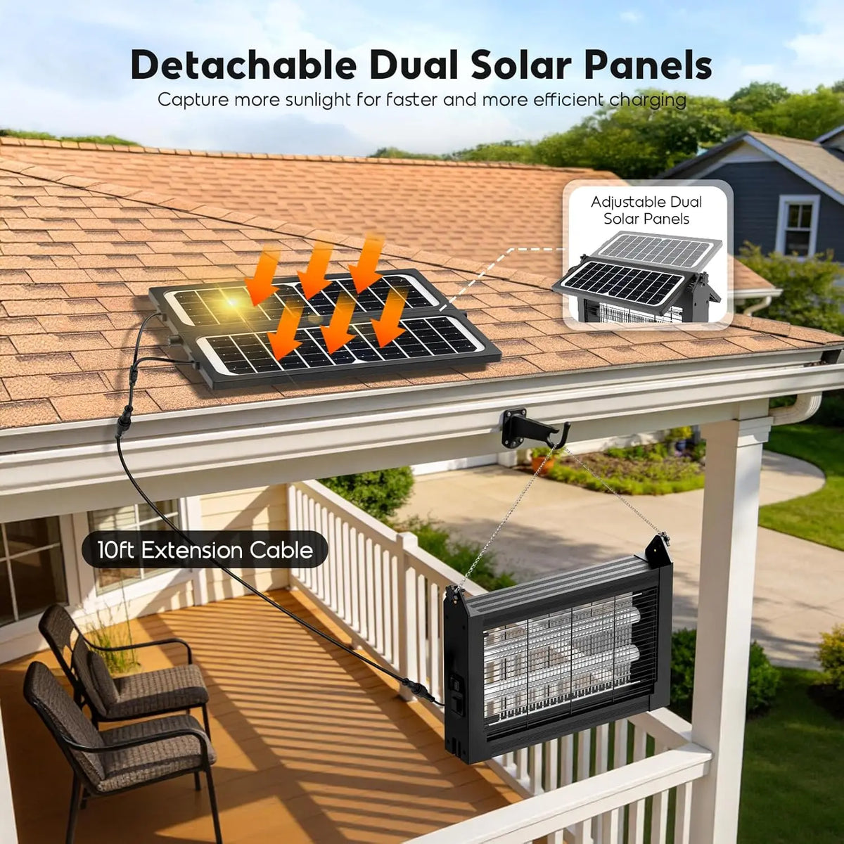 Solar Bug Zapper Outdoor 4500V Mosquito Trap With Solar Panels
