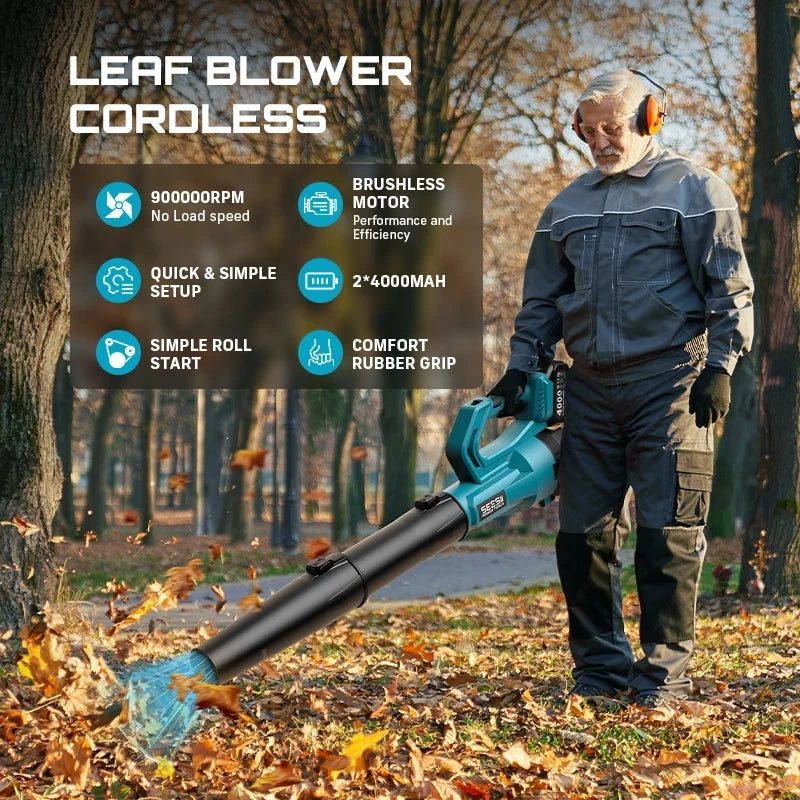 SeeSii 900000RPM Brushless Turbo Leaf Blower 780CFM For Makita 18V