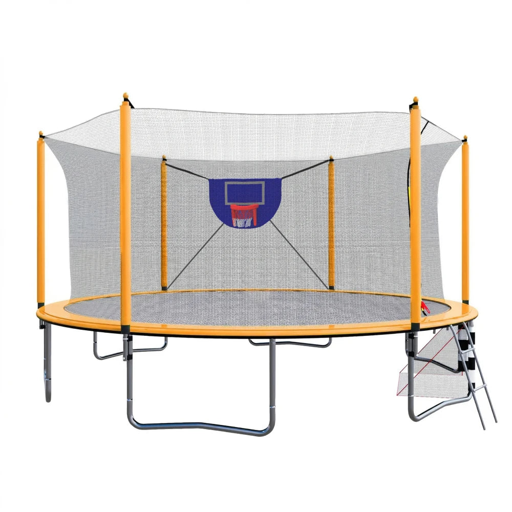 Trampoline With Basketball Hoop And Inner Safety Enclosure