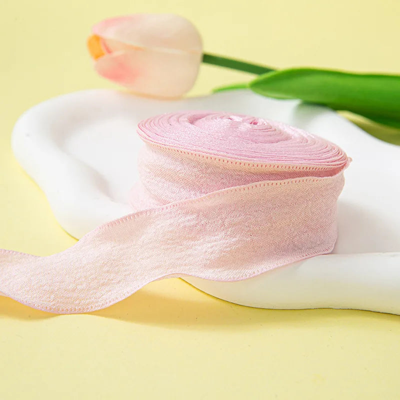 Pleated Chiffon Ribbon With Fishtail Edges For Gift Wrapping
