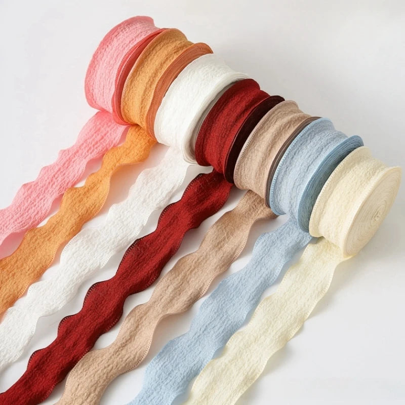 Pleated Chiffon Ribbon With Fishtail Edges For Gift Wrapping
