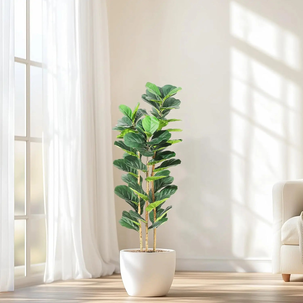 HiMISS Fiddle Leaf Fig Tree With Pot Artificial Floor Plant For Home