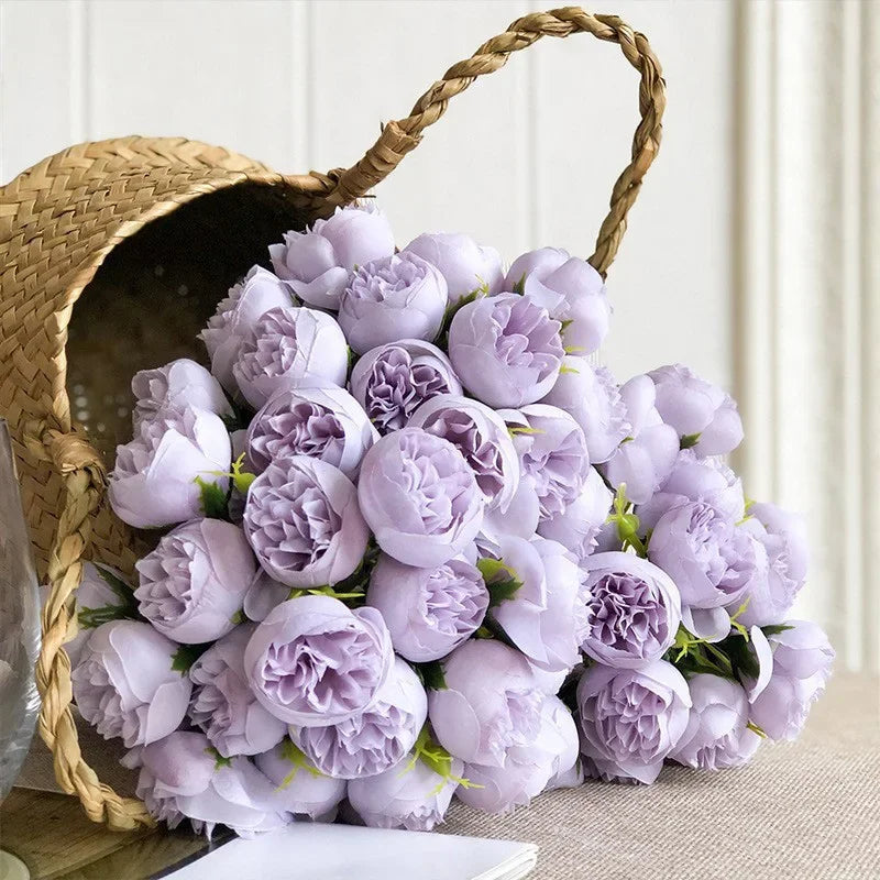 Rose Pink Peony Silk Bouquet 27 Heads Artificial Flowers For Home Decor
