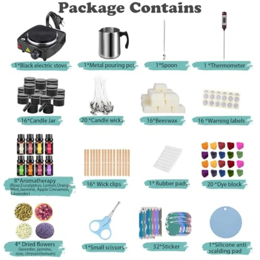Complete Candle Making Kit With Wax Melter And Supplies