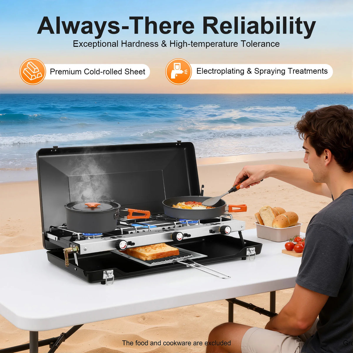 Portable Camping Stove Three Burner Gas Outdoor Cooking