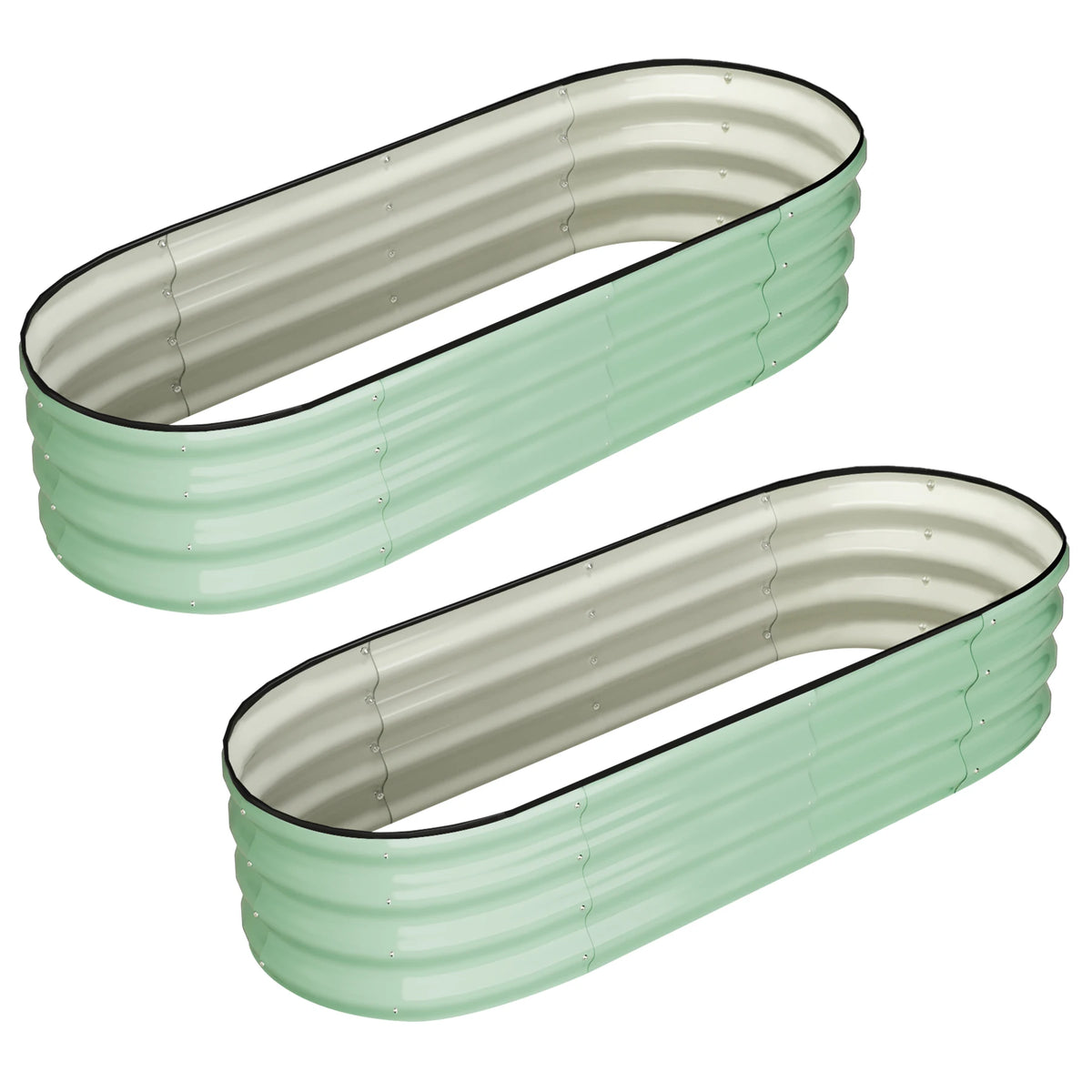 HiMISS Oval Galvanized Raised Garden Bed Open Ended Base Metal