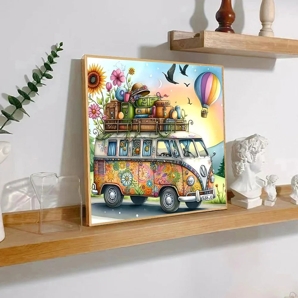 Cartoon Bus Paint By Numbers Kit On Canvas For Adults