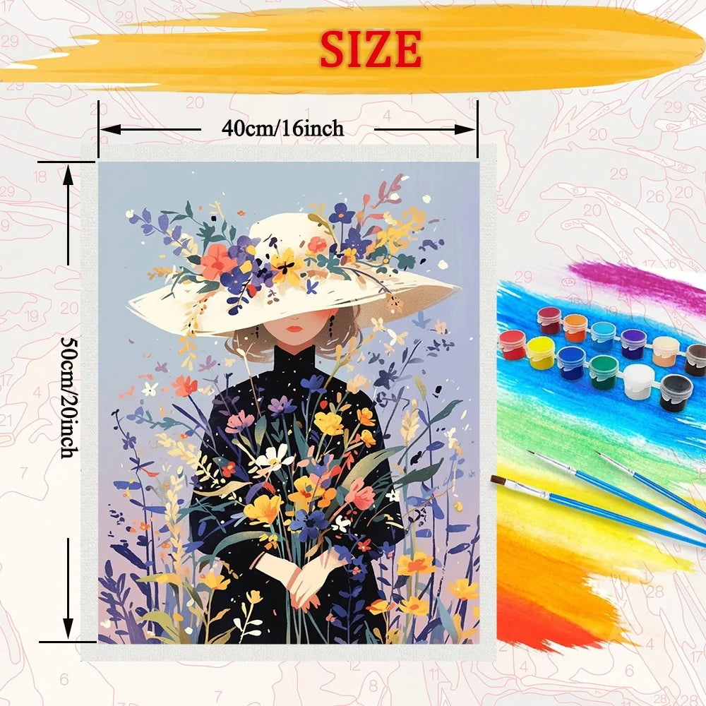 Flower Woman Paint By Numbers Kit For Adults On Canvas