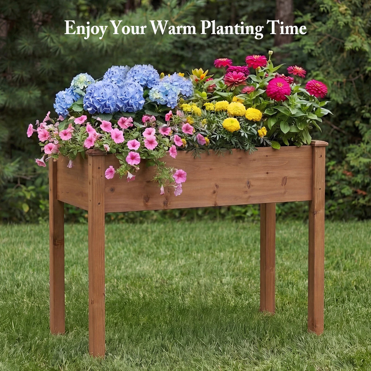JHK Wood Raised Garden Bed With Legs For Patio Outdoor
