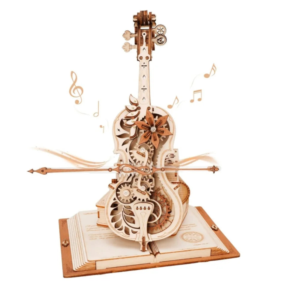 Robotime 3D Wooden Puzzle Cello Mechanical Music Toy AMK63