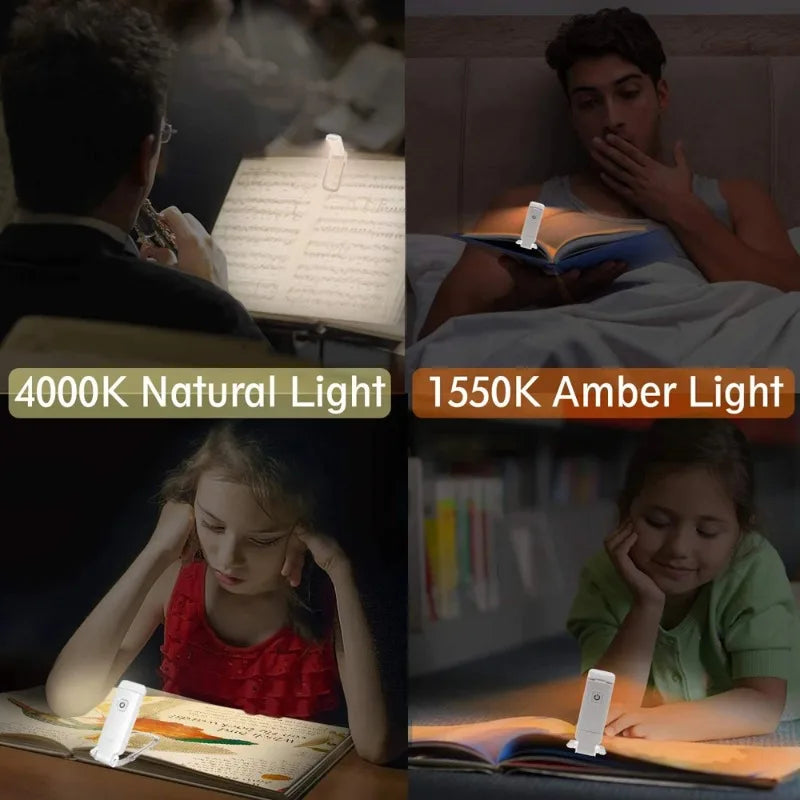 Mini Reading Clip Light LED USB Charging Adjustable Brightness