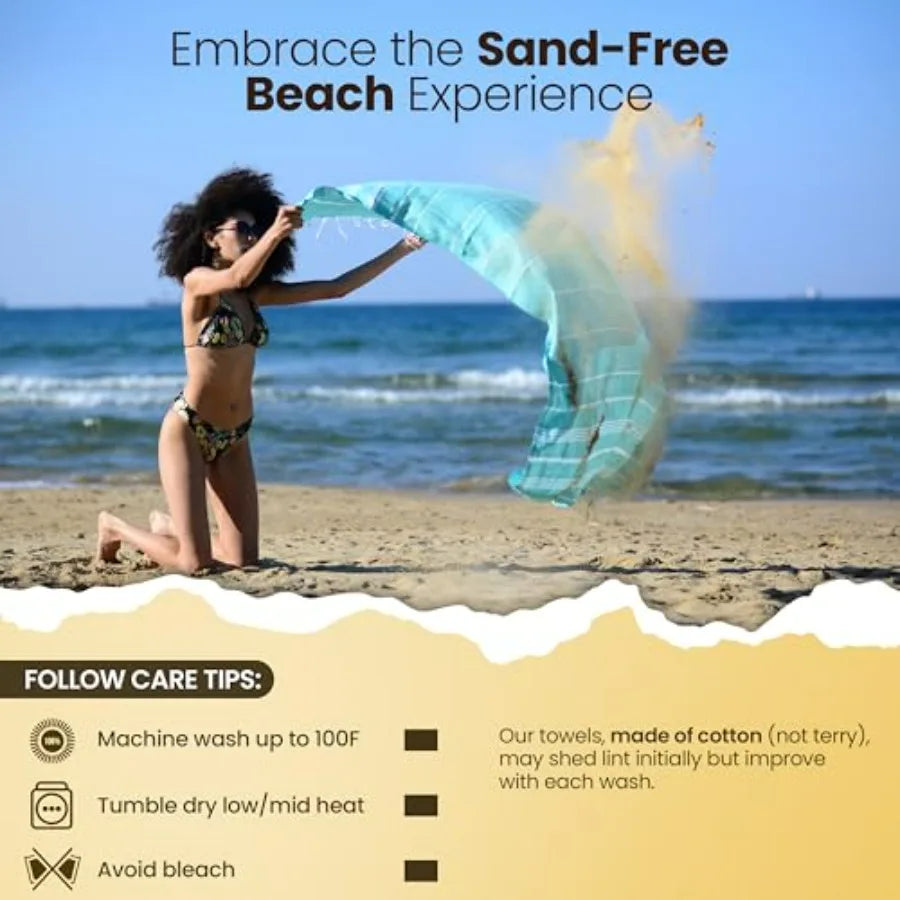 Turkish Cotton Beach Towel Set of Six, Oversized Quick Dry