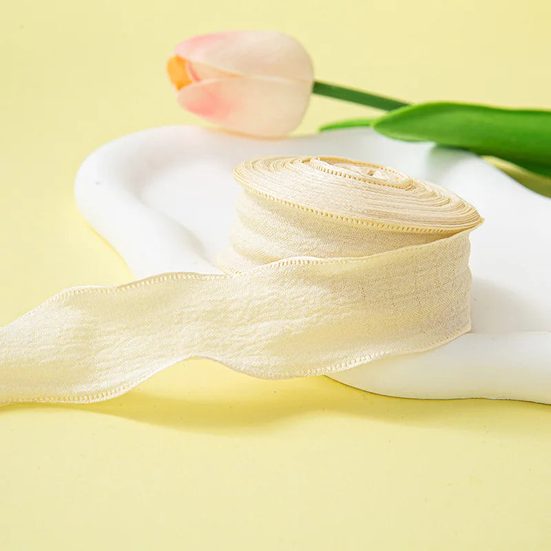 Pleated Chiffon Ribbon With Fishtail Edges For Gift Wrapping