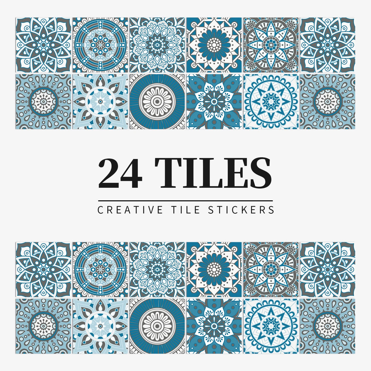24 Piece Tile Sticker Set Waterproof Self Adhesive Wall Decals