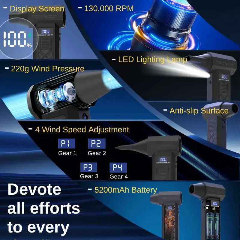 TRNOJTHK Turbine Blower Portable Cordless Hair Dryer
