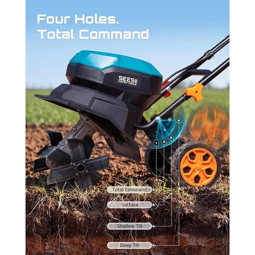 SeeSii 40V Cordless Tiller Cultivator Garden With Batteries And Charger
